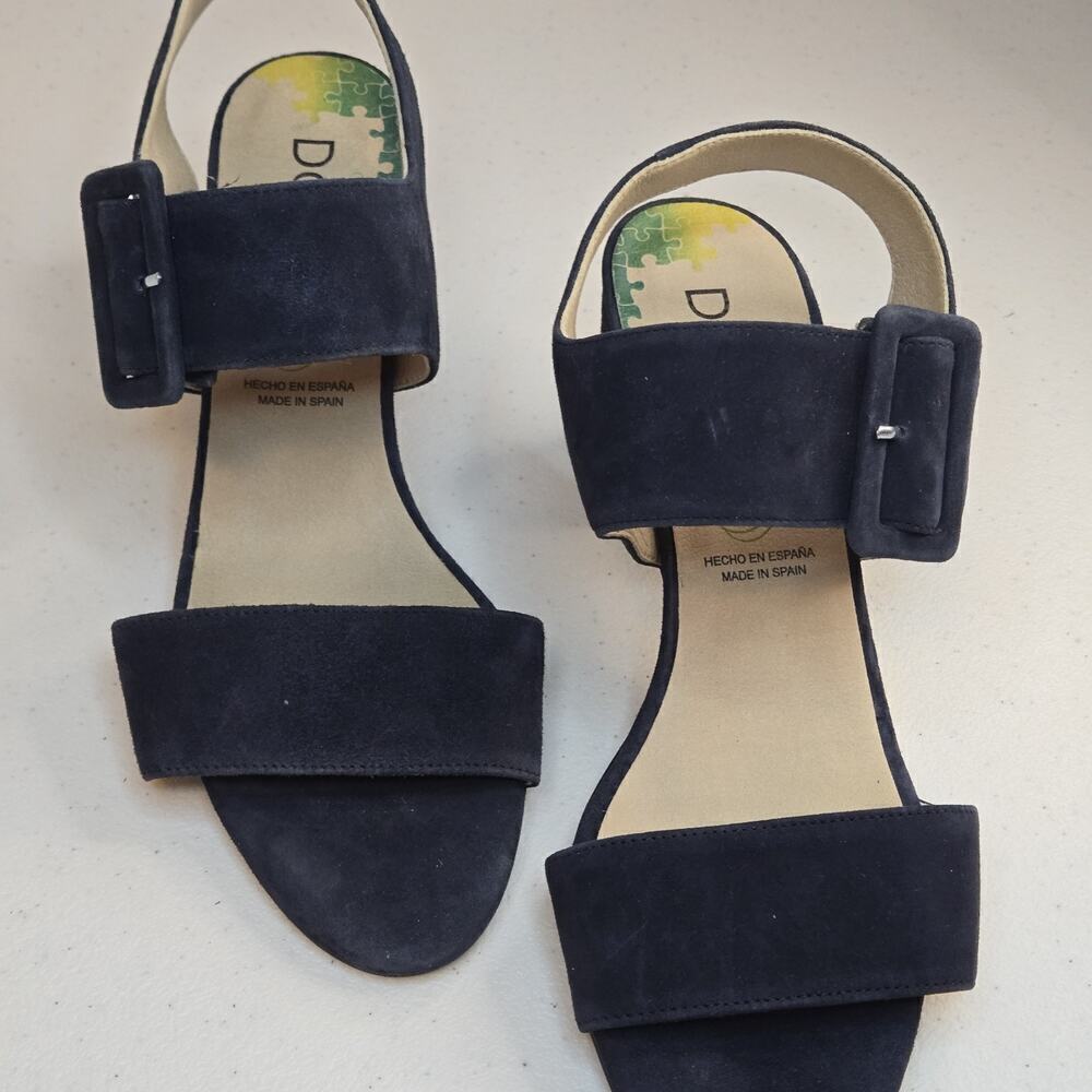 Dorking By Fluchos Women’s 39 Blue Suede Leather Strappy Sandal Made In Spain